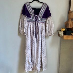 Jay Morley for Fern Violette 70s Purple Vintage Peasant Maxi Dress